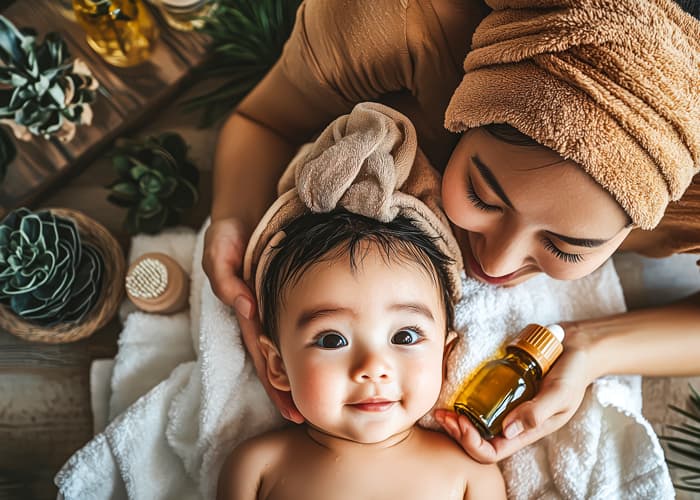 Almond Oil Baby Massage Technique
